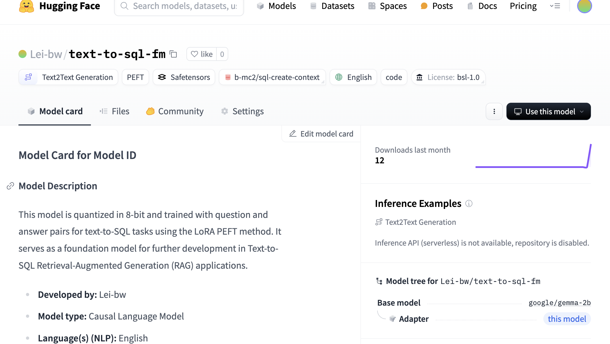 QLoRA-SQLBase Model